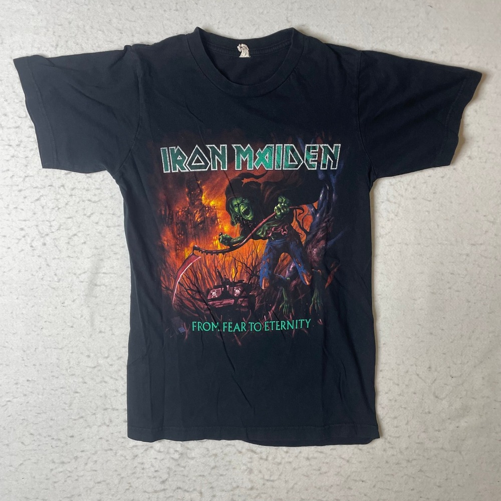 Iron Maiden From Fear To Eternity Black Graphic T-Shirt Mens Small Rock Band Tee